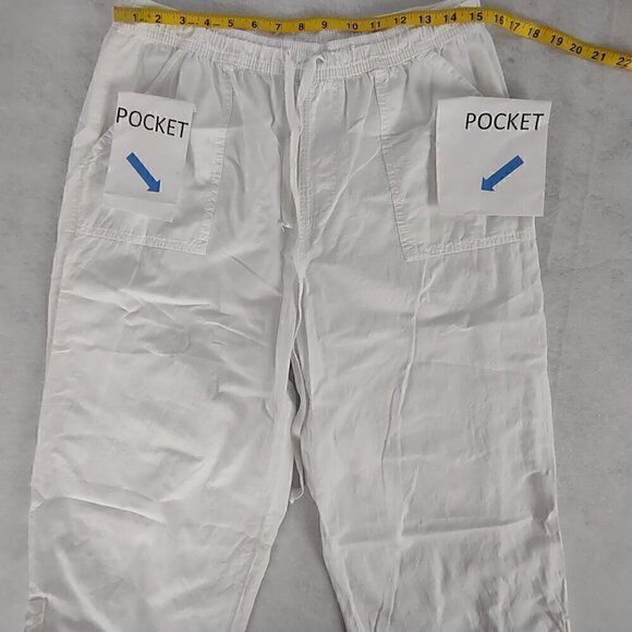 Kim Rogers Women's Two Pocket White 100% Cotton Lightweight Capri Pants, Size M - Picture 5 of 11